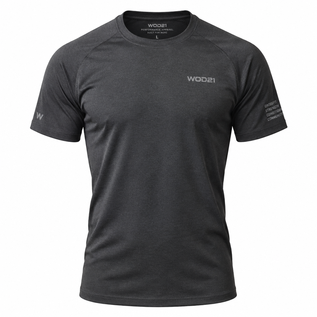 WOD21 Performance Training Tee in charcoal grey